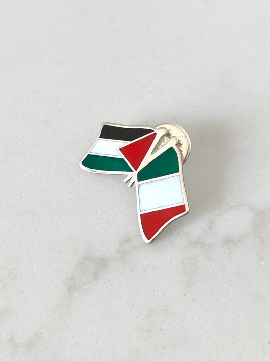 Authentic Silver Palestine & Italy Dual-Flag Pin – Celebrating Unity & Heritage