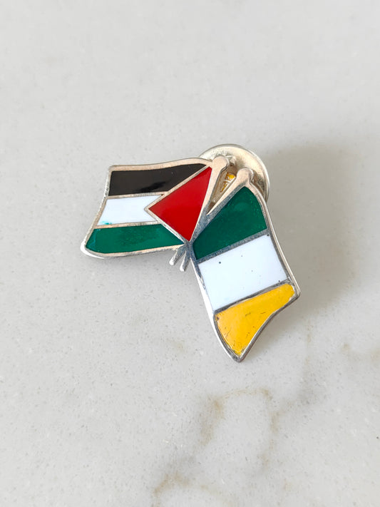 Authentic Silver Palestine & Ireland Dual-Flag Pin – Celebrating Unity & Heritage
