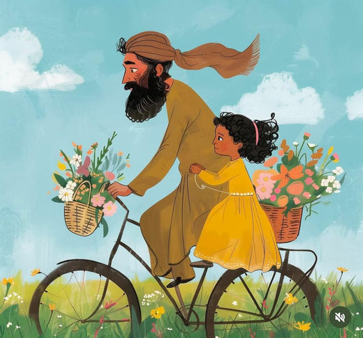 khaled nabhan riding bicycle with his grand daughter soul of soul