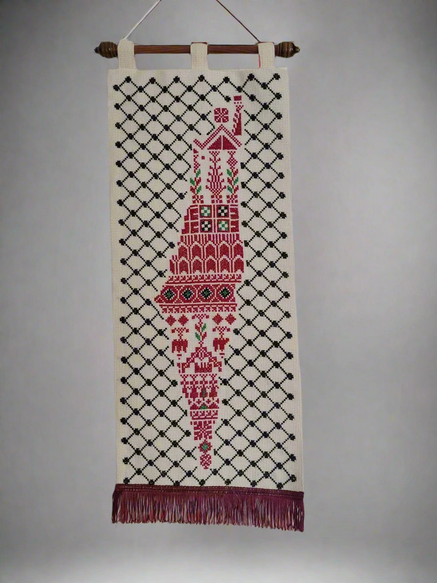 Palestinian Cloth Pattern Palestine handmade embroidery with Keffiyeh pattern background – PALTHREADS