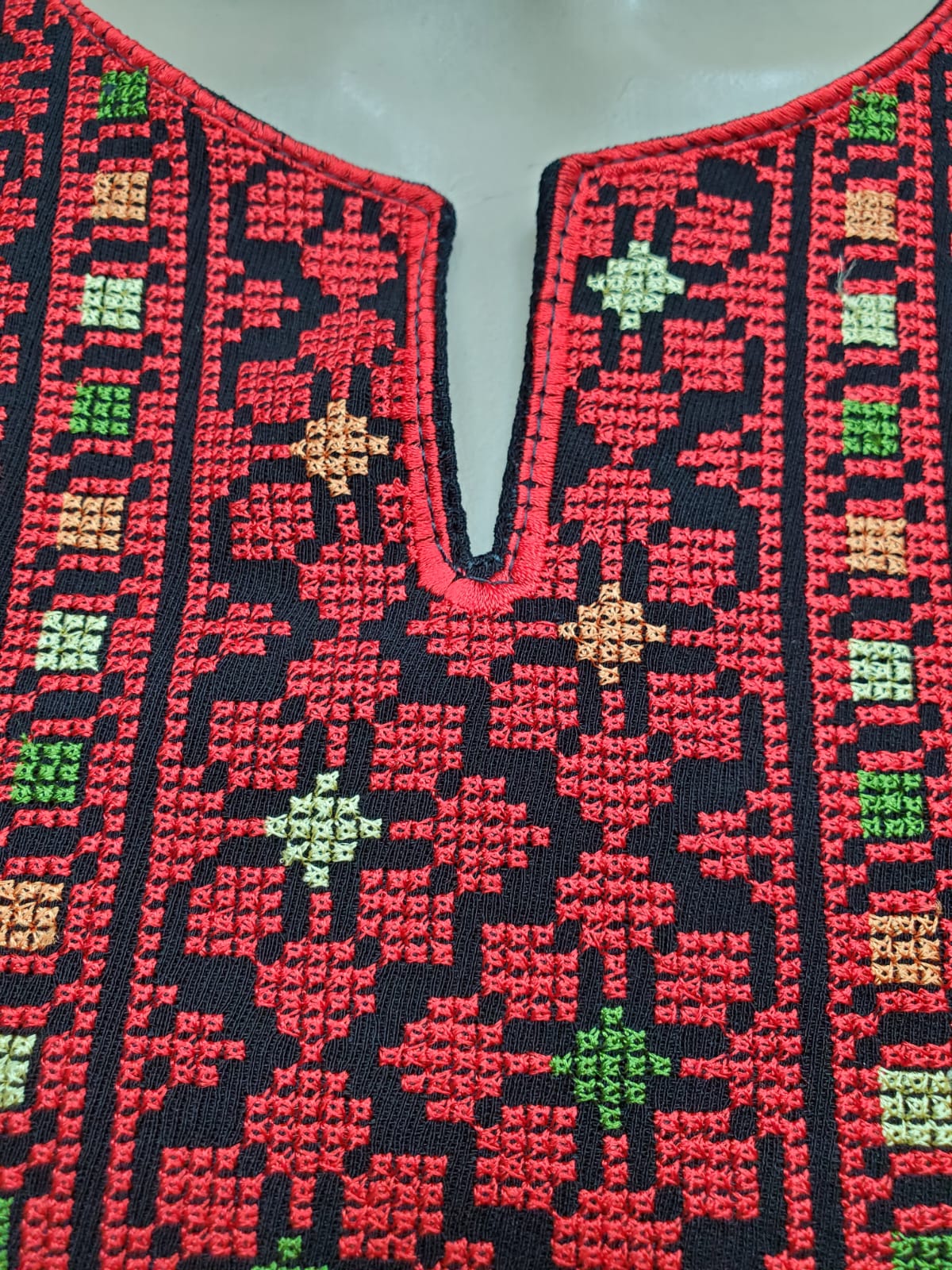 Colored embroidery ramllah thawb