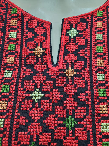 Colored embroidery ramllah thawb