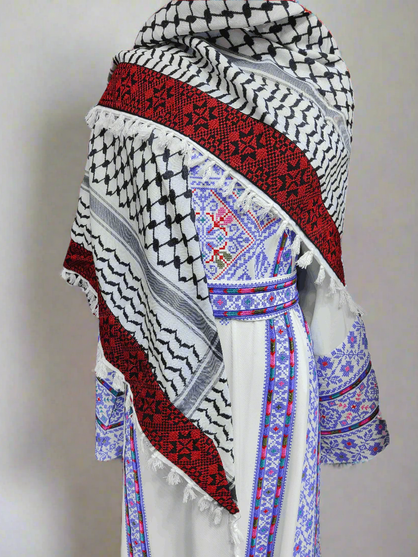 Palestinian Cloth Pattern Palestinian embroidery Stitched and Surrounding Palestinian Keffiyeh ...