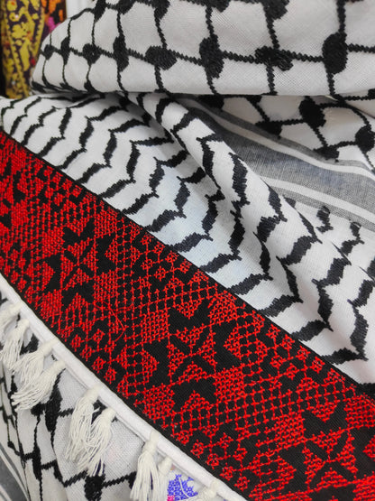 Palestinian embroidery Stitched and Surrounding Palestinian Keffiyeh